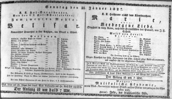 Theaterzettel (Oper und Burgtheater in Wien) 18270128 Seite: 1