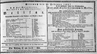 Theaterzettel (Oper und Burgtheater in Wien) 18270221 Seite: 1