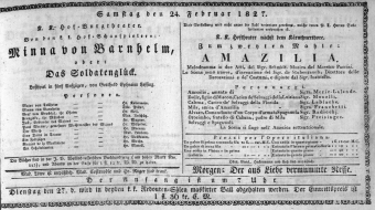 Theaterzettel (Oper und Burgtheater in Wien) 18270224 Seite: 1