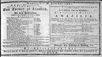 Theaterzettel (Oper und Burgtheater in Wien) 18270226 Seite: 1