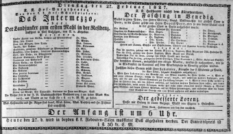 Theaterzettel (Oper und Burgtheater in Wien) 18270227 Seite: 1