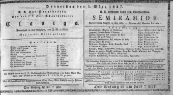 Theaterzettel (Oper und Burgtheater in Wien) 18270301 Seite: 1