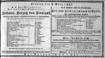 Theaterzettel (Oper und Burgtheater in Wien) 18270302 Seite: 1
