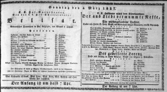Theaterzettel (Oper und Burgtheater in Wien) 18270304 Seite: 1