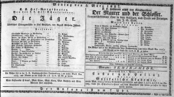 Theaterzettel (Oper und Burgtheater in Wien) 18270305 Seite: 1