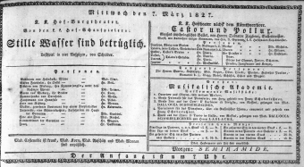 Theaterzettel (Oper und Burgtheater in Wien) 18270307 Seite: 1