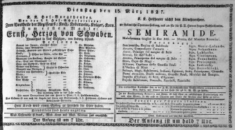 Theaterzettel (Oper und Burgtheater in Wien) 18270313 Seite: 1