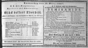 Theaterzettel (Oper und Burgtheater in Wien) 18270315 Seite: 1