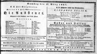 Theaterzettel (Oper und Burgtheater in Wien) 18270317 Seite: 1