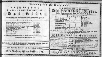 Theaterzettel (Oper und Burgtheater in Wien) 18270326 Seite: 1