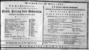 Theaterzettel (Oper und Burgtheater in Wien) 18270328 Seite: 1
