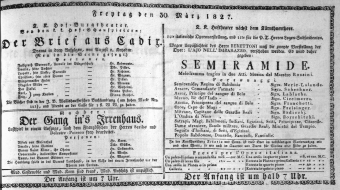 Theaterzettel (Oper und Burgtheater in Wien) 18270330 Seite: 1