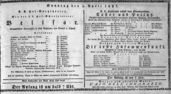Theaterzettel (Oper und Burgtheater in Wien) 18270401 Seite: 1
