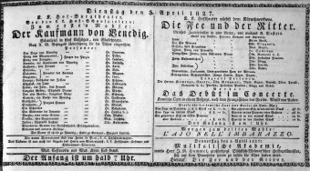 Theaterzettel (Oper und Burgtheater in Wien) 18270403 Seite: 1