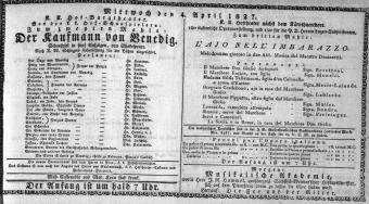 Theaterzettel (Oper und Burgtheater in Wien) 18270404 Seite: 1