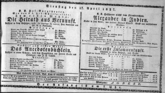 Theaterzettel (Oper und Burgtheater in Wien) 18270417 Seite: 1