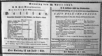 Theaterzettel (Oper und Burgtheater in Wien) 18270422 Seite: 1