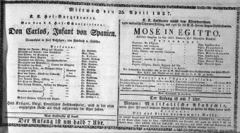 Theaterzettel (Oper und Burgtheater in Wien) 18270425 Seite: 1