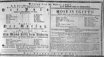 Theaterzettel (Oper und Burgtheater in Wien) 18270430 Seite: 1