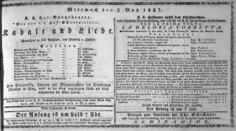 Theaterzettel (Oper und Burgtheater in Wien) 18270502 Seite: 1