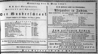 Theaterzettel (Oper und Burgtheater in Wien) 18270506 Seite: 1