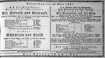 Theaterzettel (Oper und Burgtheater in Wien) 18270510 Seite: 1