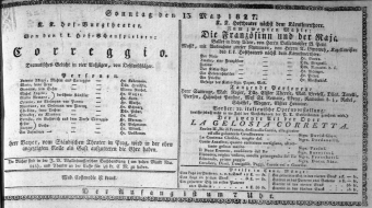 Theaterzettel (Oper und Burgtheater in Wien) 18270513 Seite: 1