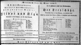 Theaterzettel (Oper und Burgtheater in Wien) 18270516 Seite: 1