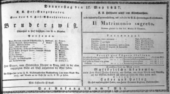 Theaterzettel (Oper und Burgtheater in Wien) 18270517 Seite: 1