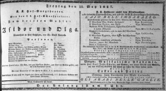 Theaterzettel (Oper und Burgtheater in Wien) 18270518 Seite: 1