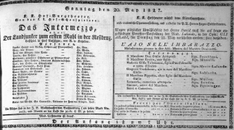 Theaterzettel (Oper und Burgtheater in Wien) 18270520 Seite: 1
