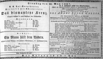 Theaterzettel (Oper und Burgtheater in Wien) 18270522 Seite: 1