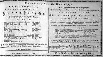 Theaterzettel (Oper und Burgtheater in Wien) 18270524 Seite: 1