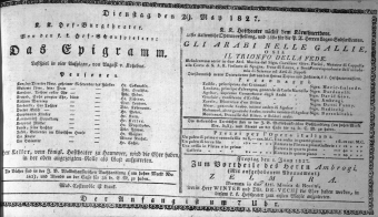 Theaterzettel (Oper und Burgtheater in Wien) 18270529 Seite: 1