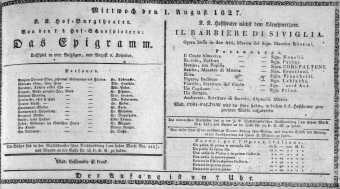 Theaterzettel (Oper und Burgtheater in Wien) 18270801 Seite: 1