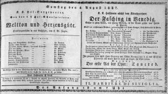 Theaterzettel (Oper und Burgtheater in Wien) 18270804 Seite: 1