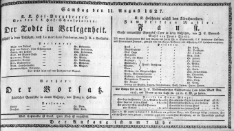 Theaterzettel (Oper und Burgtheater in Wien) 18270811 Seite: 1