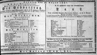 Theaterzettel (Oper und Burgtheater in Wien) 18270826 Seite: 1
