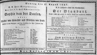 Theaterzettel (Oper und Burgtheater in Wien) 18270827 Seite: 1