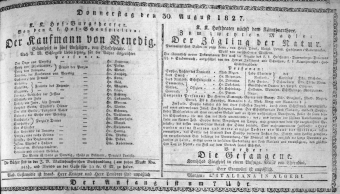 Theaterzettel (Oper und Burgtheater in Wien) 18270830 Seite: 1