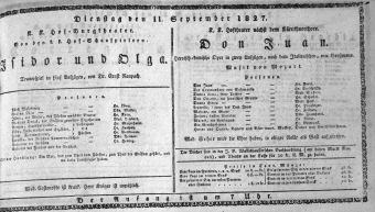 Theaterzettel (Oper und Burgtheater in Wien) 18270911 Seite: 1