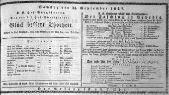 Theaterzettel (Oper und Burgtheater in Wien) 18270922 Seite: 1