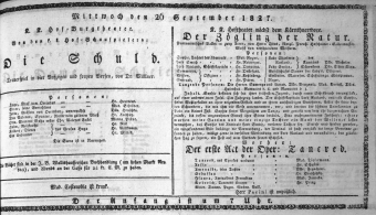 Theaterzettel (Oper und Burgtheater in Wien) 18270926 Seite: 1