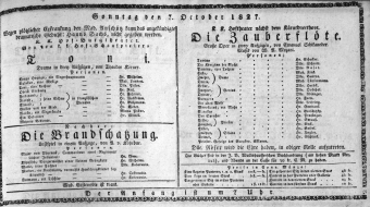 Theaterzettel (Oper und Burgtheater in Wien) 18271007 Seite: 1
