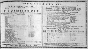 Theaterzettel (Oper und Burgtheater in Wien) 18271008 Seite: 1
