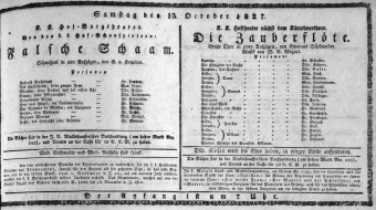 Theaterzettel (Oper und Burgtheater in Wien) 18271013 Seite: 1