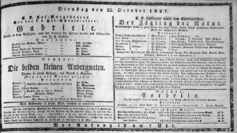 Theaterzettel (Oper und Burgtheater in Wien) 18271023 Seite: 1