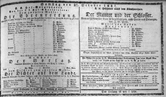 Theaterzettel (Oper und Burgtheater in Wien) 18271027 Seite: 1
