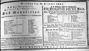 Theaterzettel (Oper und Burgtheater in Wien) 18271030 Seite: 1