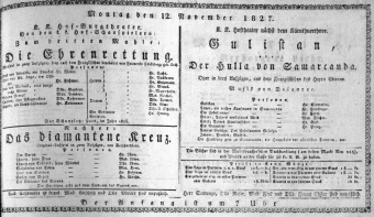 Theaterzettel (Oper und Burgtheater in Wien) 18271112 Seite: 1